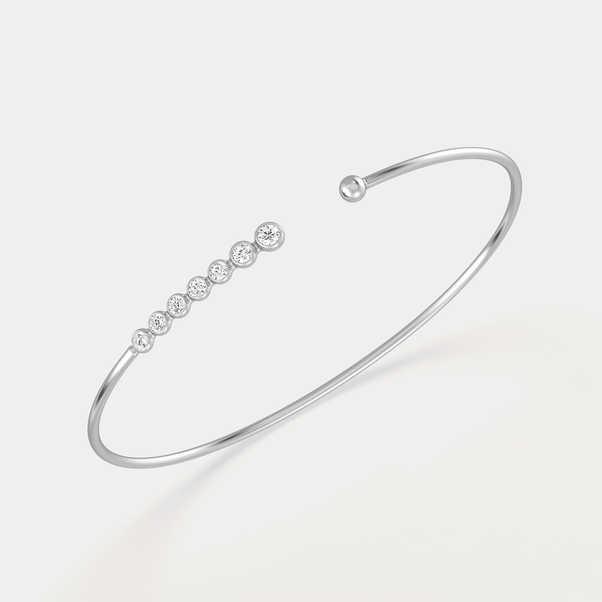 Graduated Lab - Grown Diamond Open Cuff Bangle in 14K Gold/Platinum - Bracelets