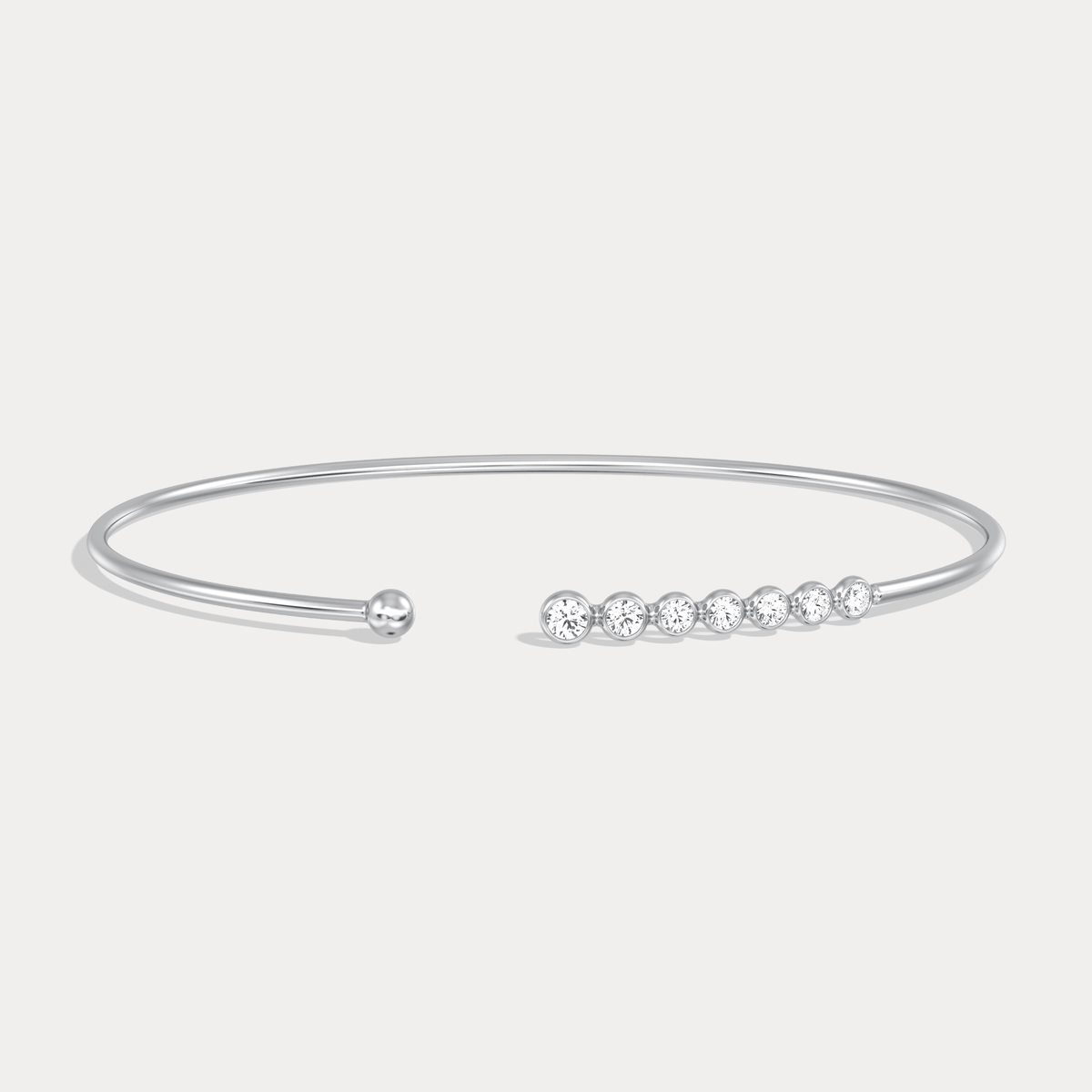 Graduated Lab - Grown Diamond Open Cuff Bangle in 14K Gold/Platinum - Bracelets