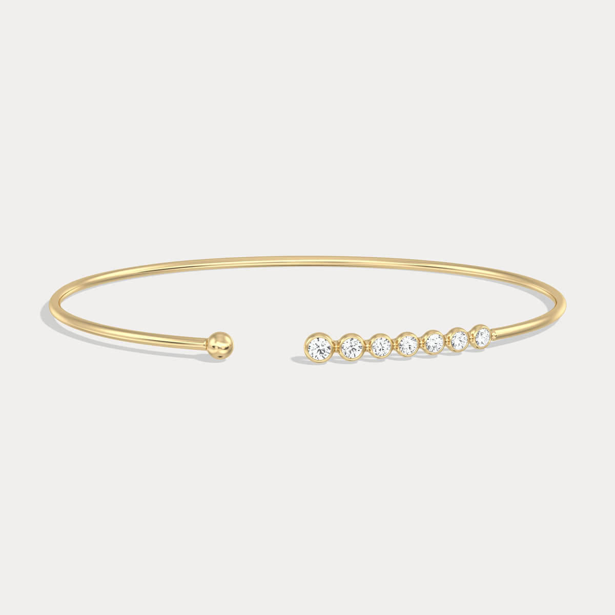 Graduated Lab - Grown Diamond Open Cuff Bangle in 14K Gold/Platinum - Bracelets
