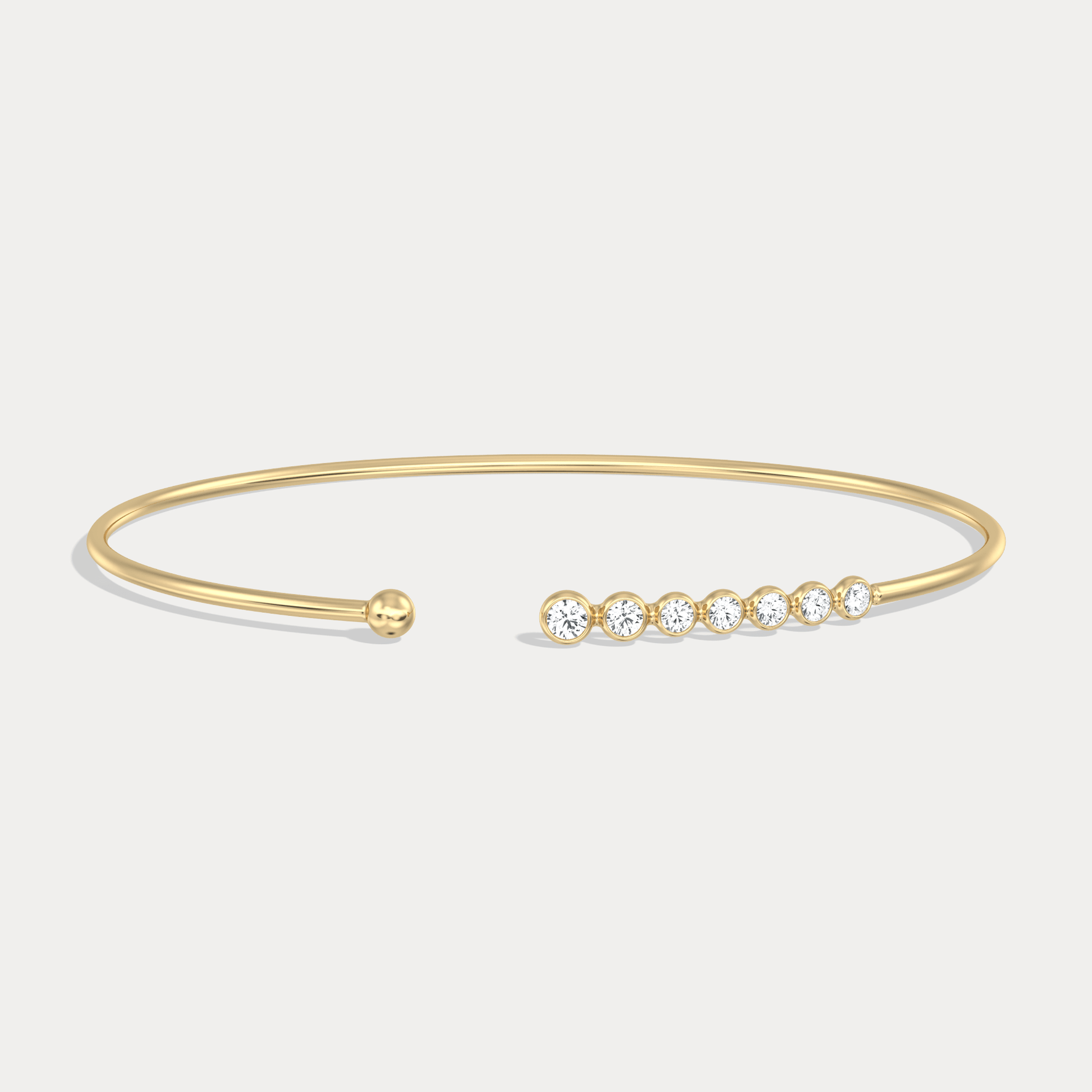 Graduated Lab - Grown Diamond Open Cuff Bangle in 14K Gold/Platinum - Bracelets