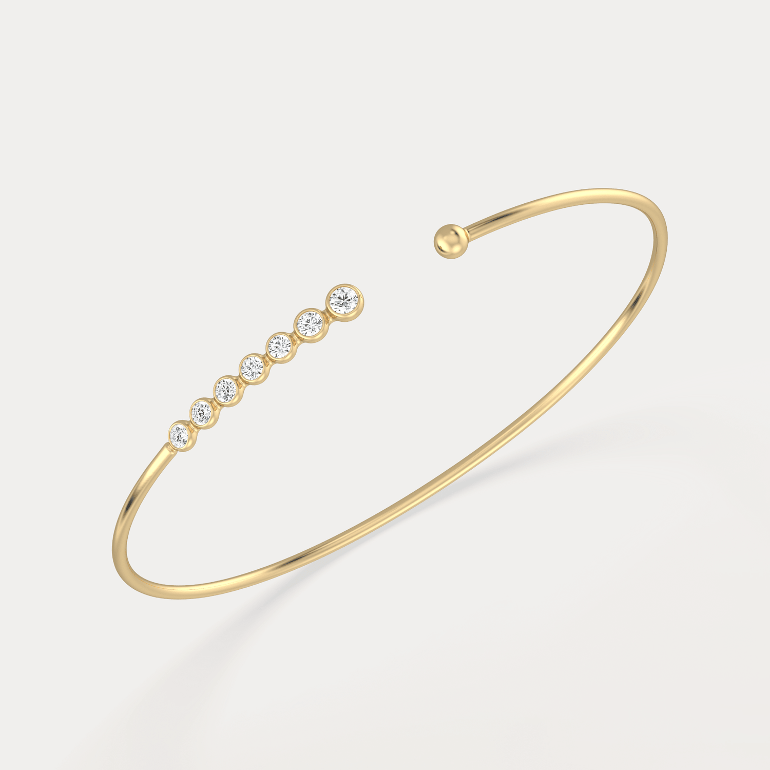 Graduated Lab - Grown Diamond Open Cuff Bangle in 14K Gold/Platinum - Bracelets