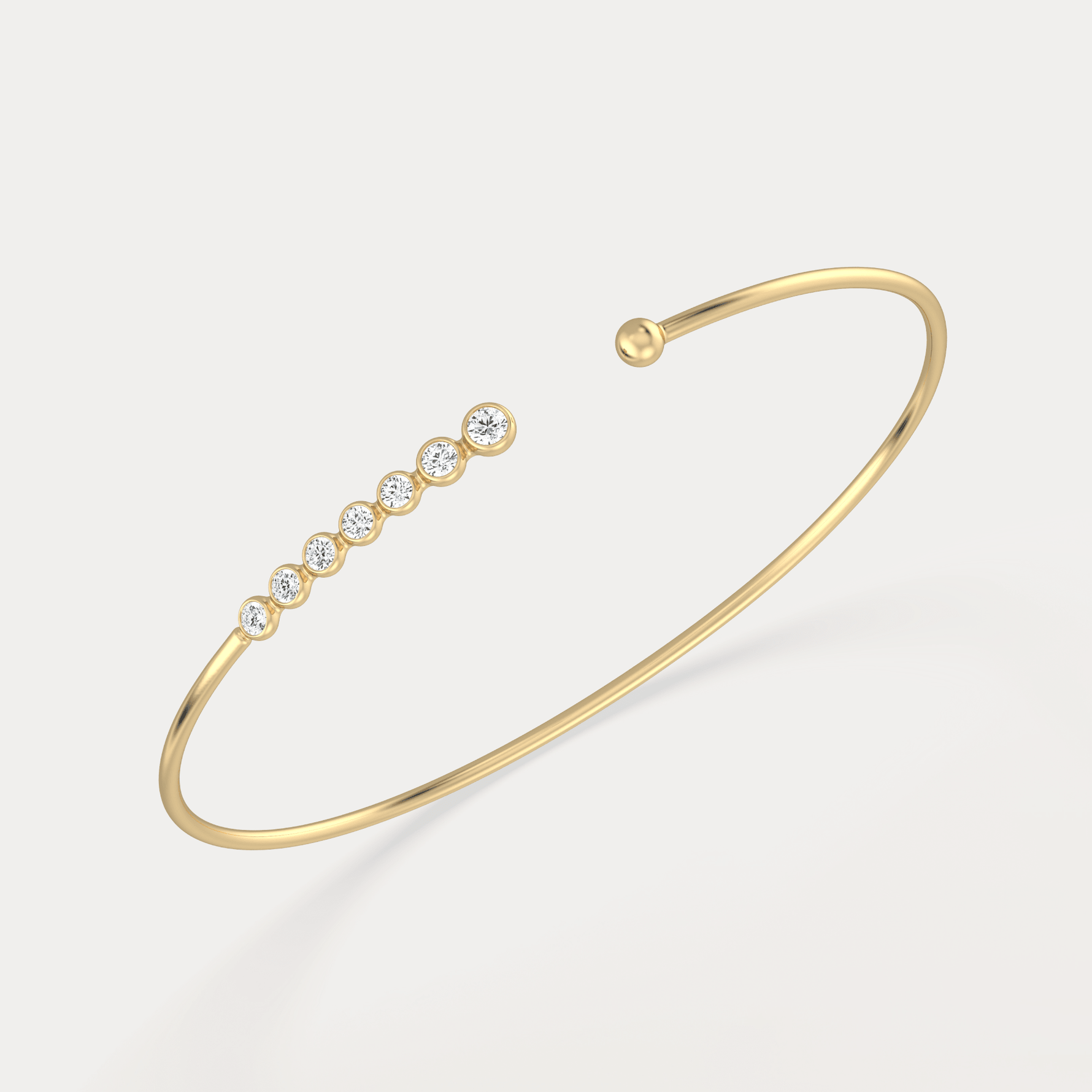 Graduated Lab - Grown Diamond Open Cuff Bangle in 14K Gold/Platinum - Bracelets