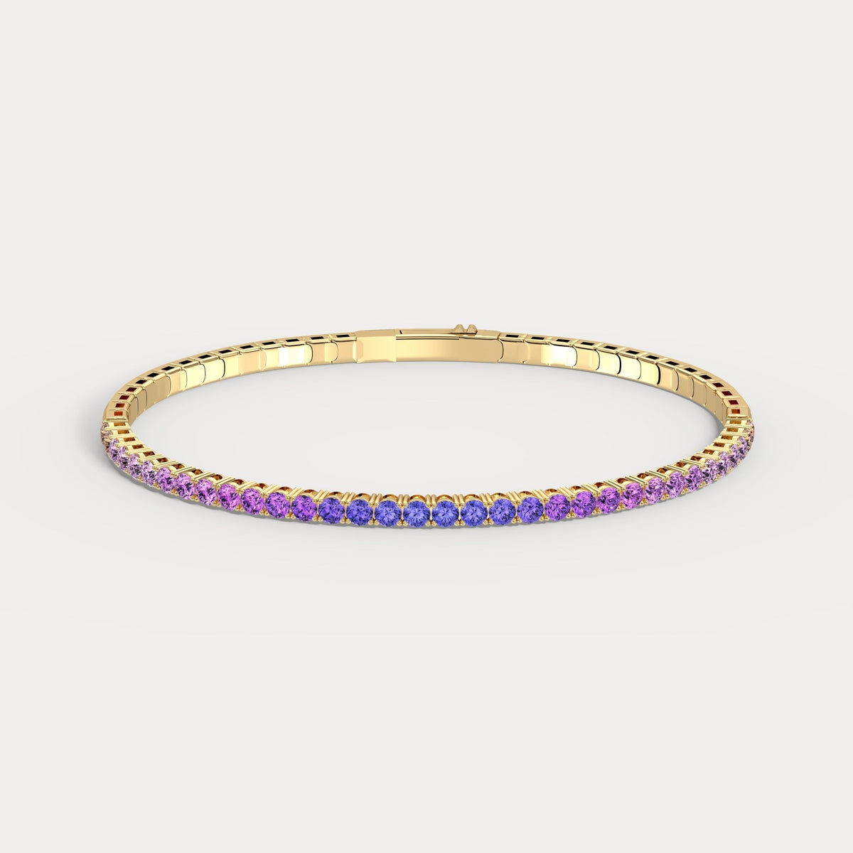 Lab - Grown Sapphire Flexible Bangle Bracelet in 14K Yellow Gold - Bracelets