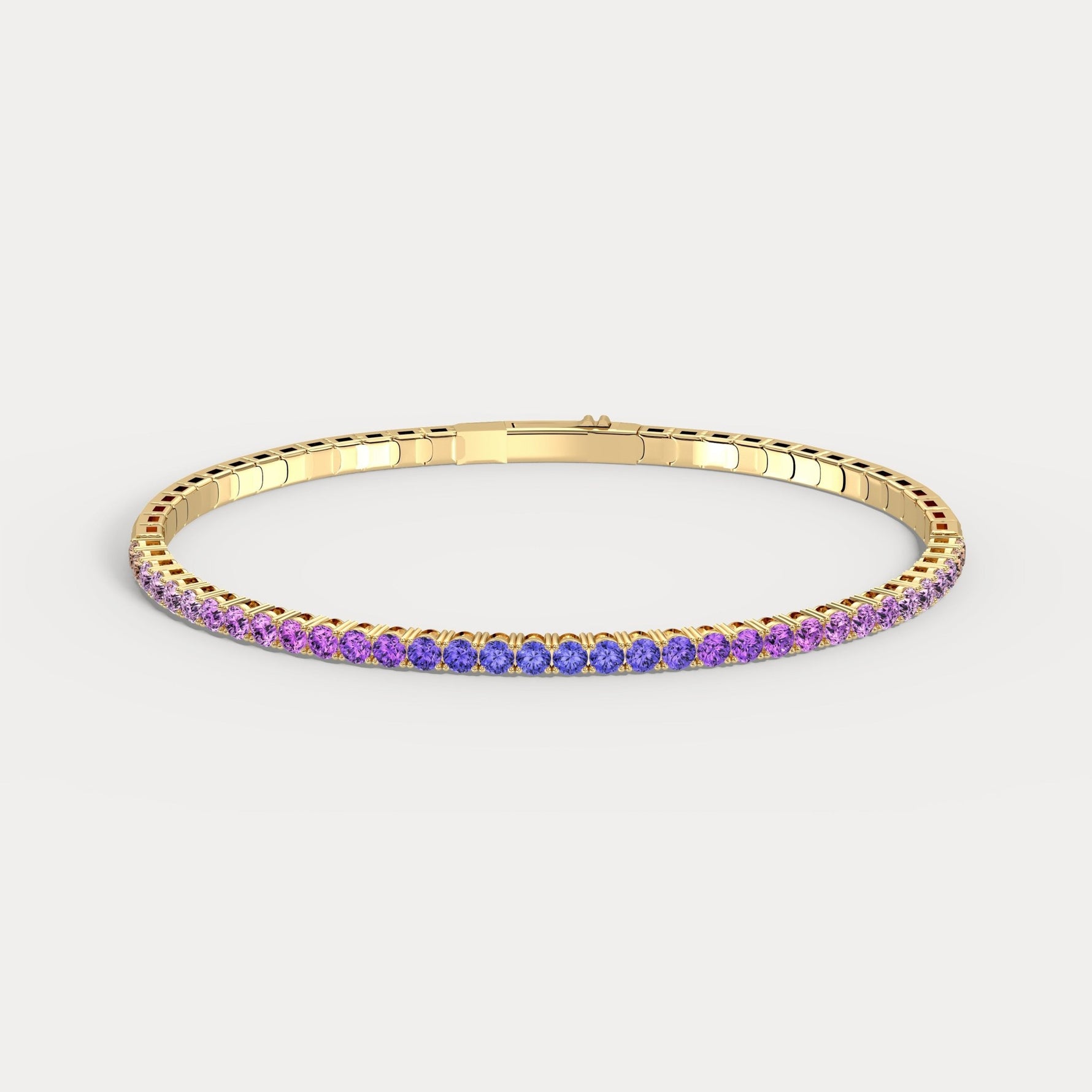 Lab - Grown Sapphire Flexible Bangle Bracelet in 14K Yellow Gold - Bracelets