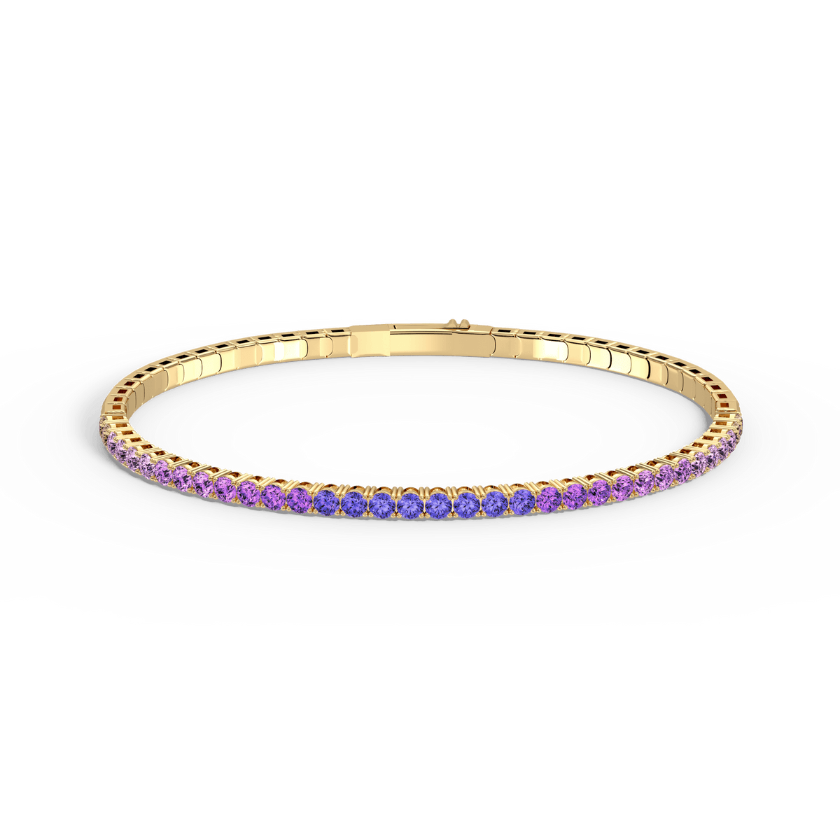 Lab - Grown Sapphire Flexible Bangle Bracelet in 14K Yellow Gold - Bracelets