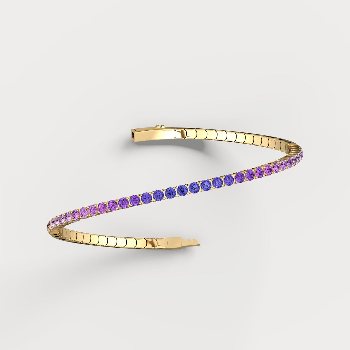 Lab - Grown Sapphire Flexible Bangle Bracelet in 14K Yellow Gold - Bracelets