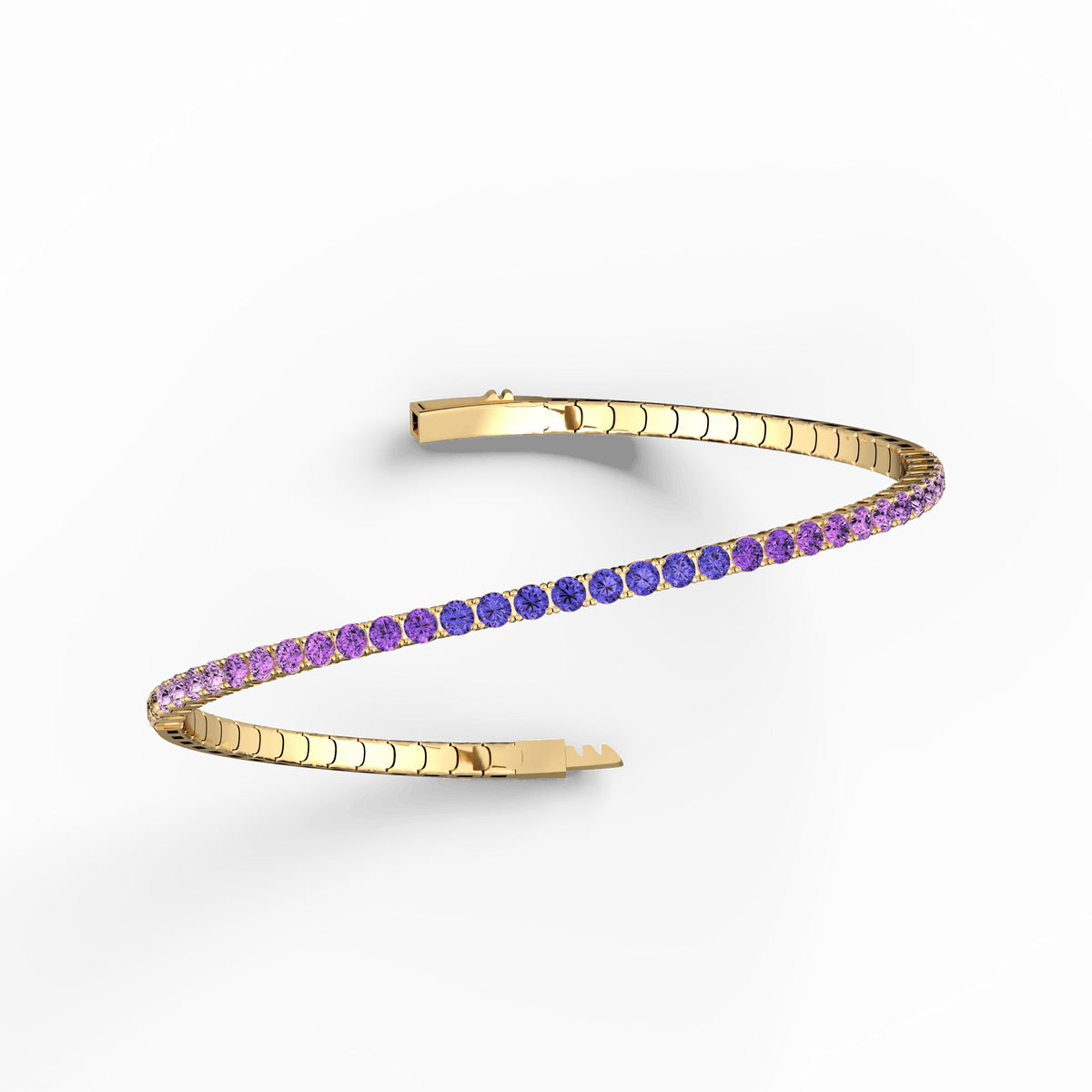 Lab - Grown Sapphire Flexible Bangle Bracelet in 14K Yellow Gold - Bracelets