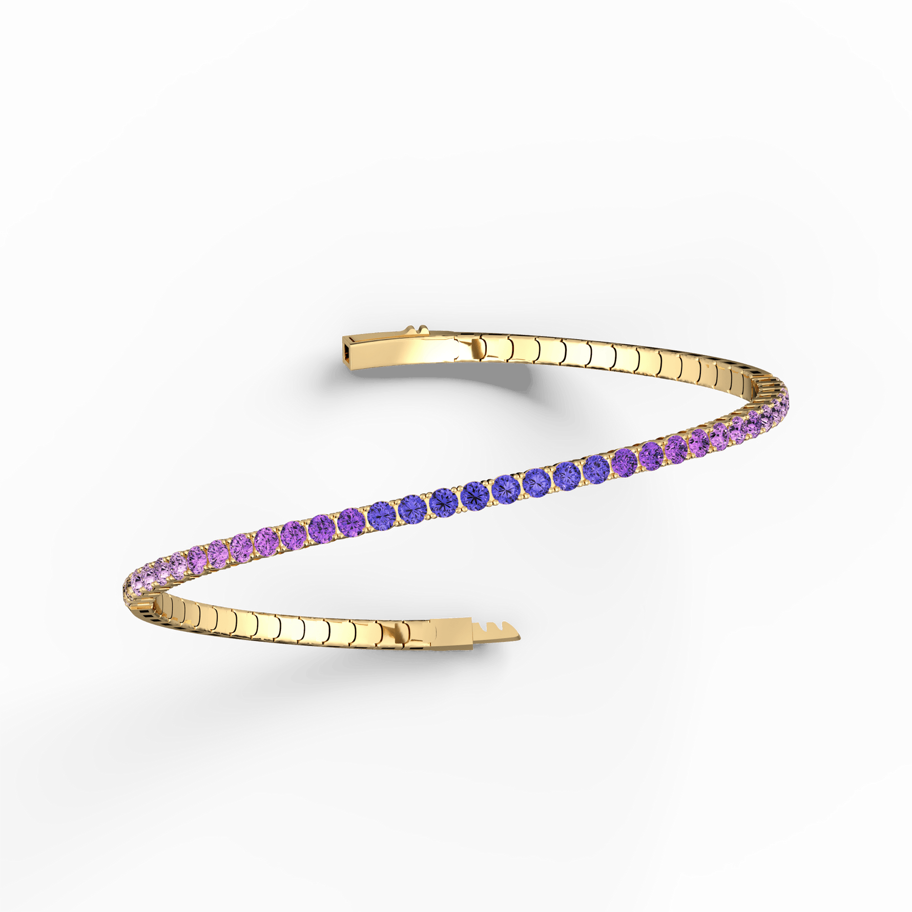 Lab - Grown Sapphire Flexible Bangle Bracelet in 14K Yellow Gold - Bracelets