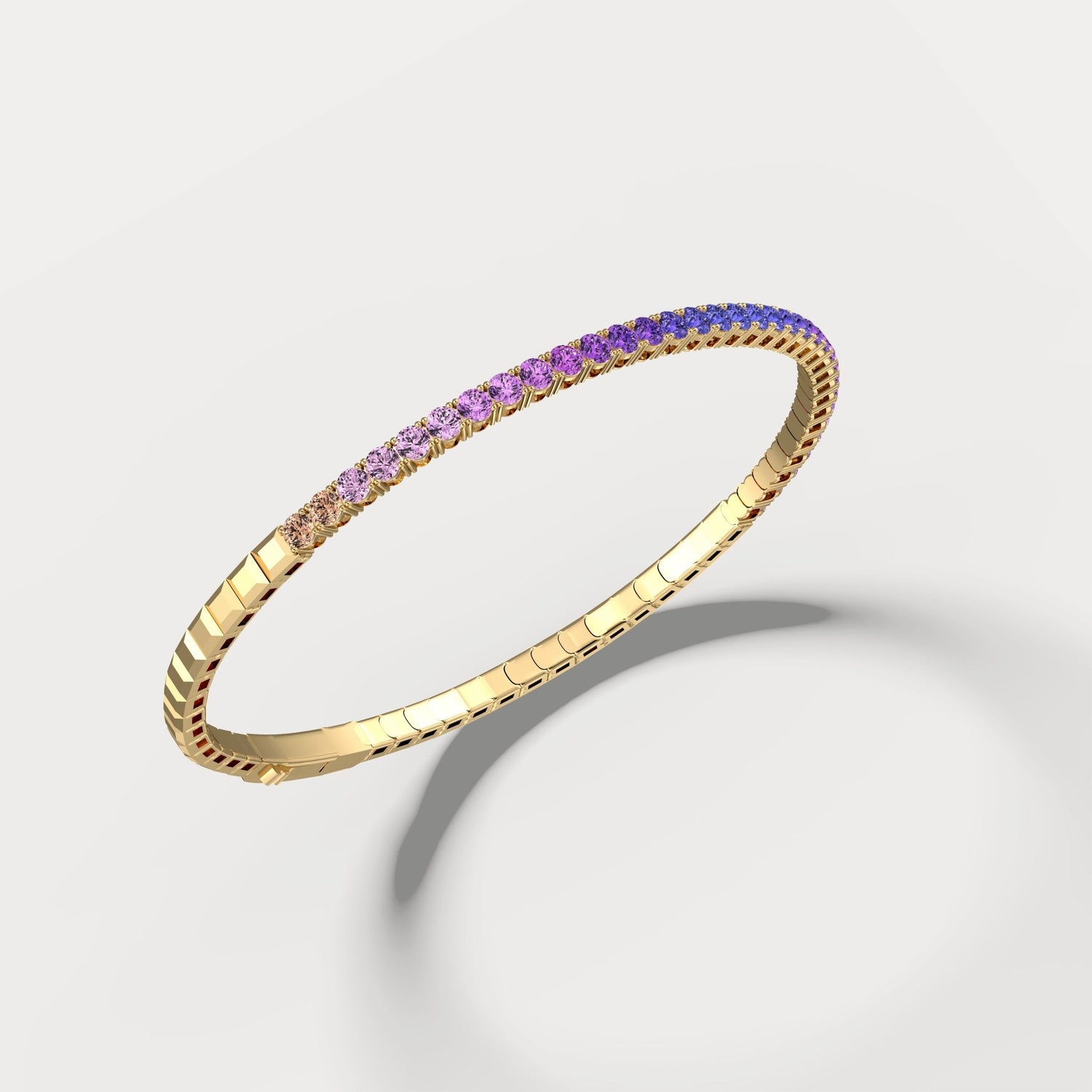 Lab - Grown Sapphire Flexible Bangle Bracelet in 14K Yellow Gold - Bracelets