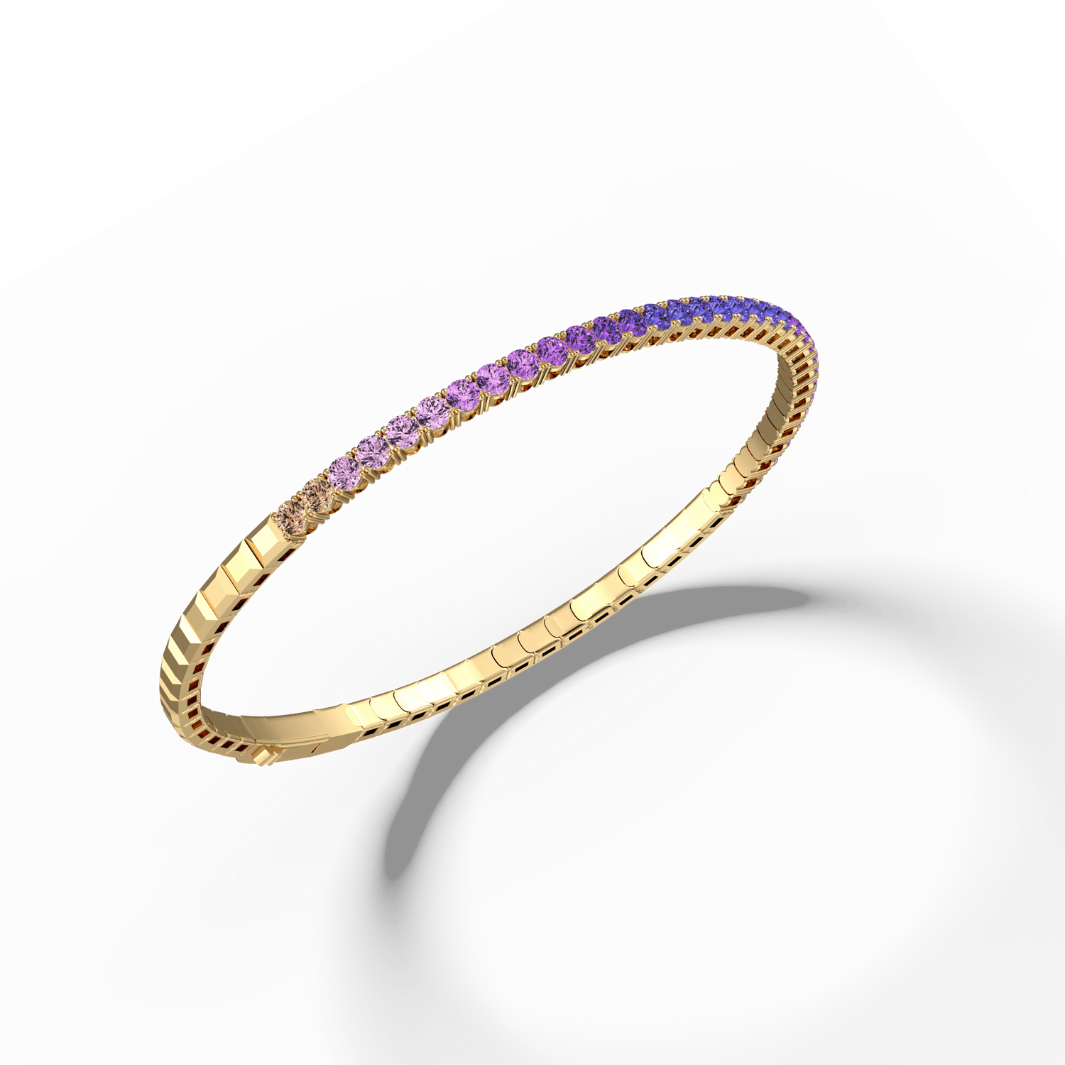 Lab - Grown Sapphire Flexible Bangle Bracelet in 14K Yellow Gold - Bracelets