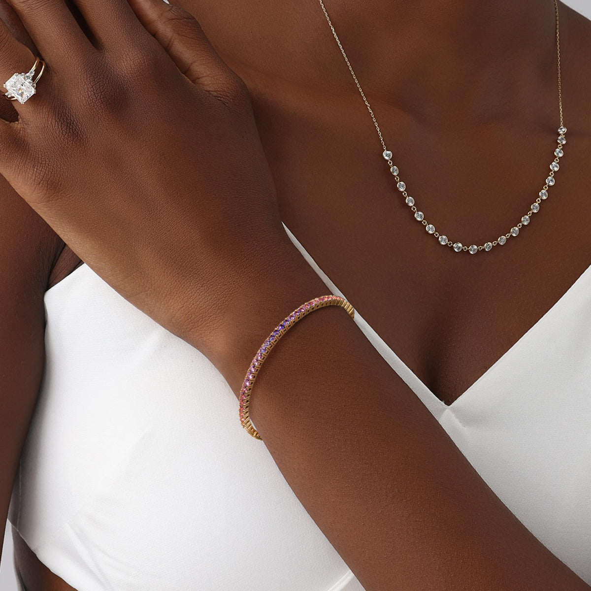 Lab - Grown Sapphire Flexible Bangle Bracelet - Bracelets