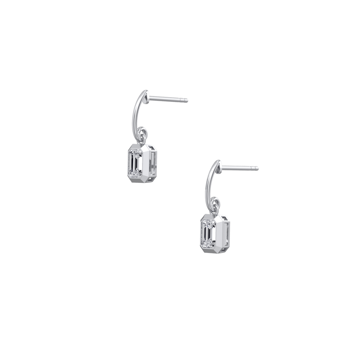 1CTW Emerald Cut Lab Grown Diamond Drop Earring - Earrings