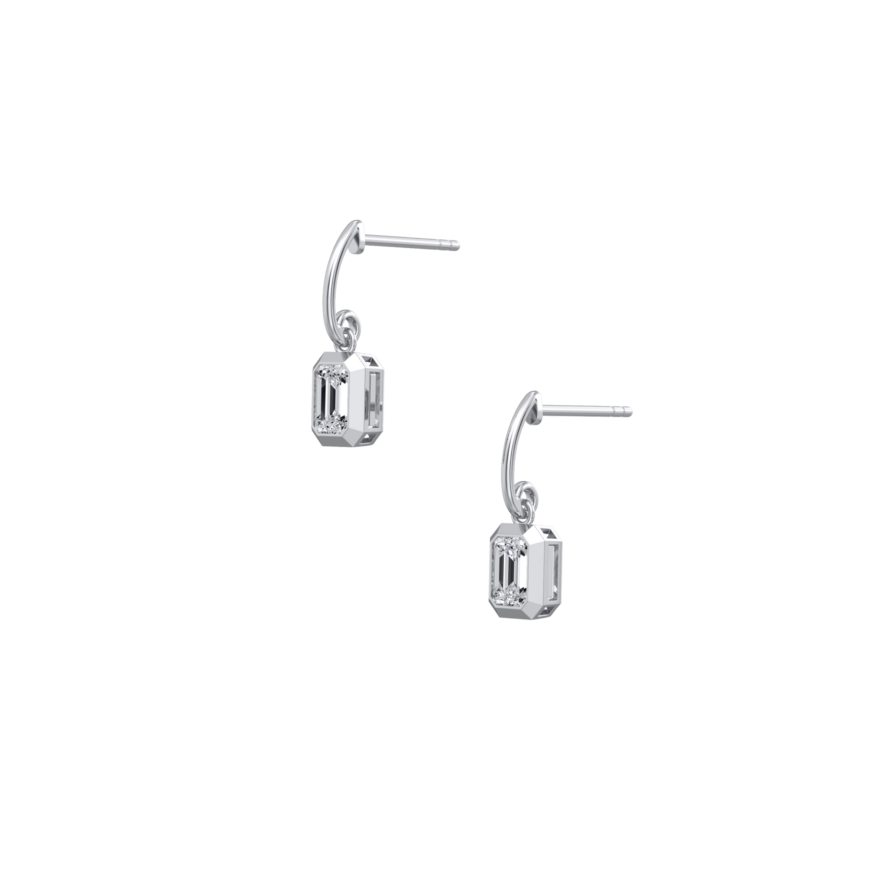 1CTW Emerald Cut Lab Grown Diamond Drop Earring - Earrings