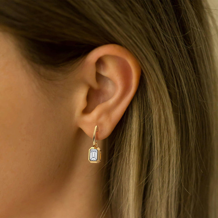 1CTW Emerald Cut Lab Grown Diamond Drop Earring - Earrings