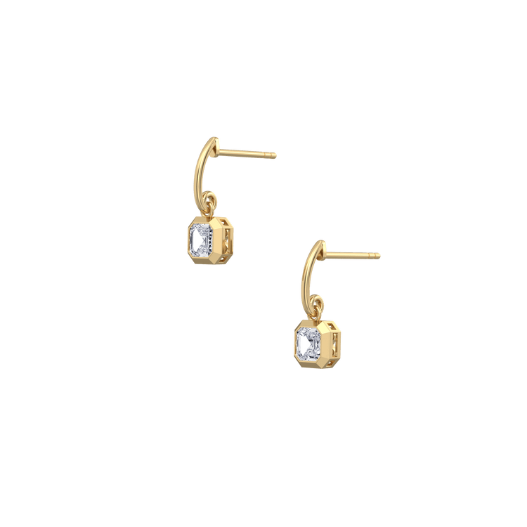 1CTW Asscher Cut Lab Dimaond Bezel Octagon Drop Earring - 