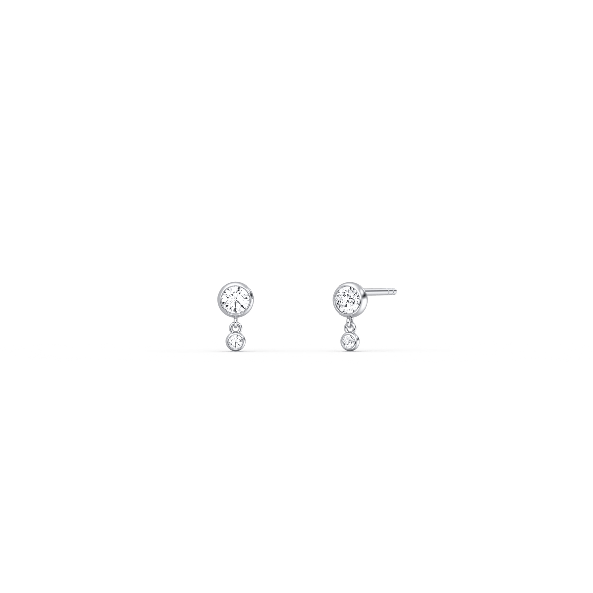 14K Solid Gold Drop Stud Earring With Lab Diamond - 