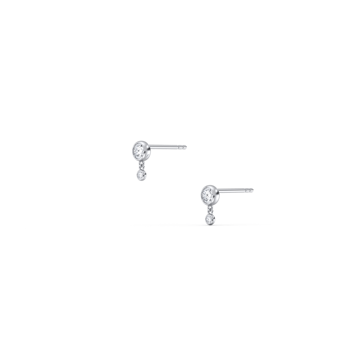 14K Solid Gold Drop Stud Earring With Lab Diamond - 