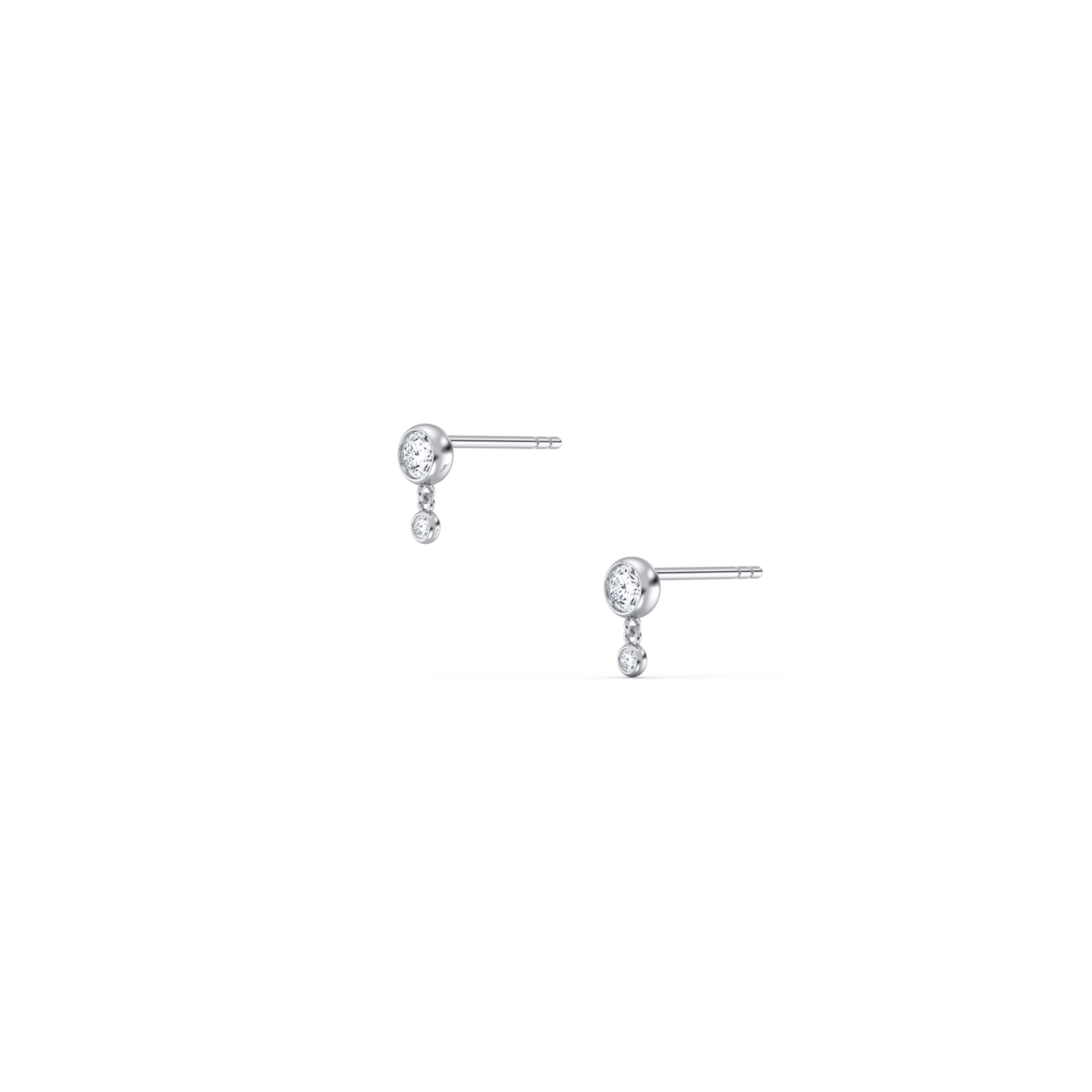 14K Solid Gold Drop Stud Earring With Lab Diamond - 