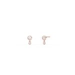 14K Solid Gold Drop Stud Earring With Lab Diamond - 