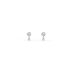 14K Solid Gold Drop Stud Earring With Lab Diamond - 