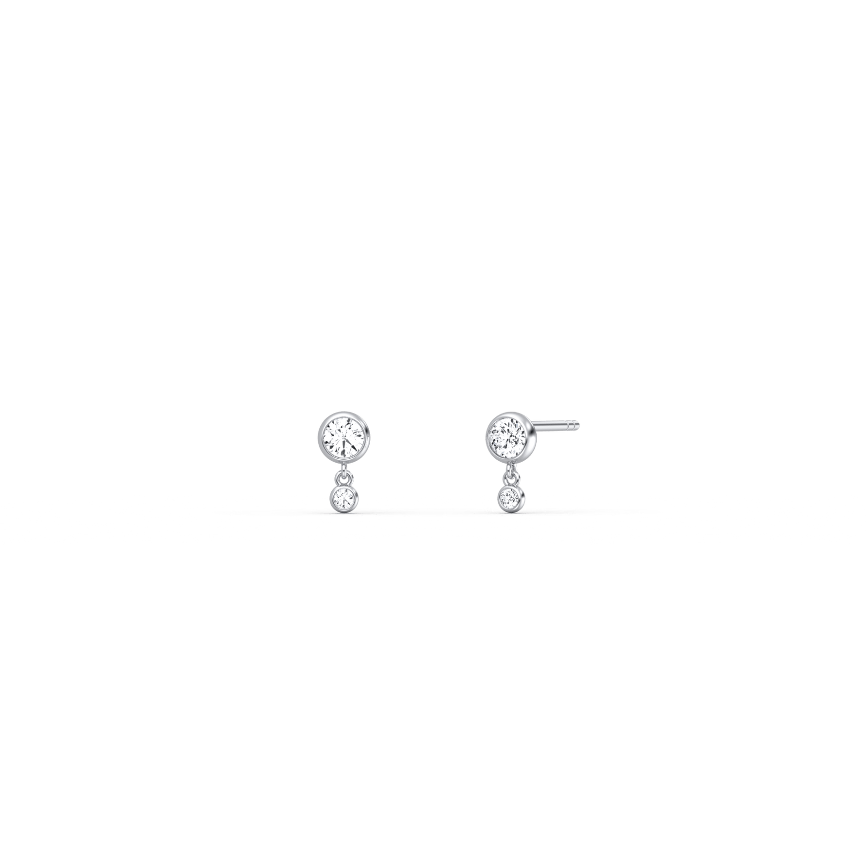 14K Solid Gold Drop Stud Earring With Lab Diamond - 