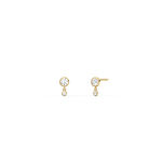 14K Solid Gold Drop Stud Earring With Lab Diamond - 