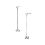 14K Solid Gold Chain Dangle Earring With Lab Diamond - 