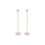 14K Solid Gold Chain Dangle Earring With Lab Diamond - 