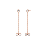 14K Solid Gold Chain Dangle Earring With Lab Diamond - 