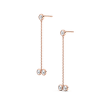 14K Solid Gold Chain Dangle Earring With Lab Diamond - 