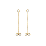 14K Solid Gold Chain Dangle Earring With Lab Diamond - 