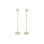 14K Solid Gold Chain Dangle Earring With Lab Diamond - 