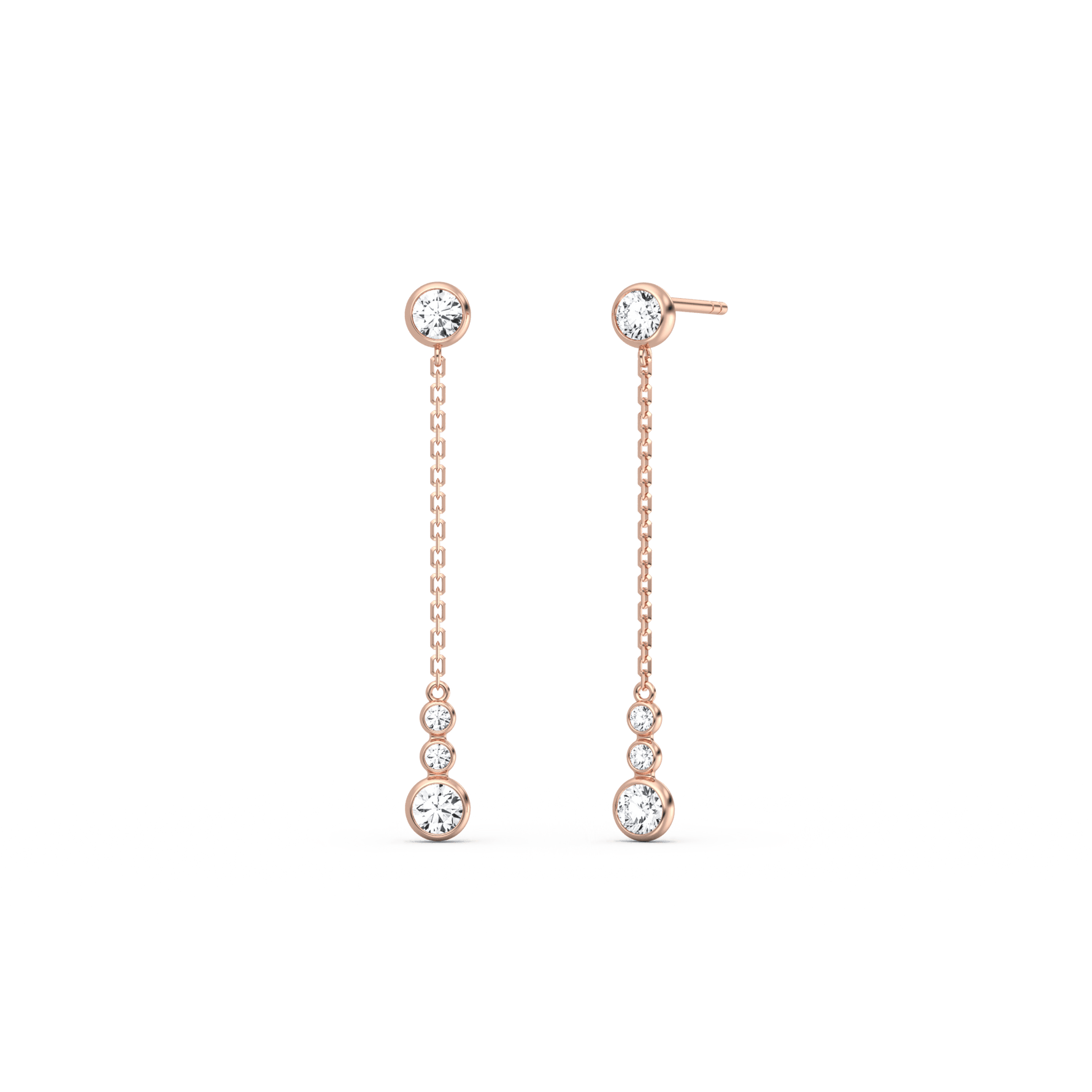 14K Solid Gold Dazzling Drop Earring With Lab Diamond - 