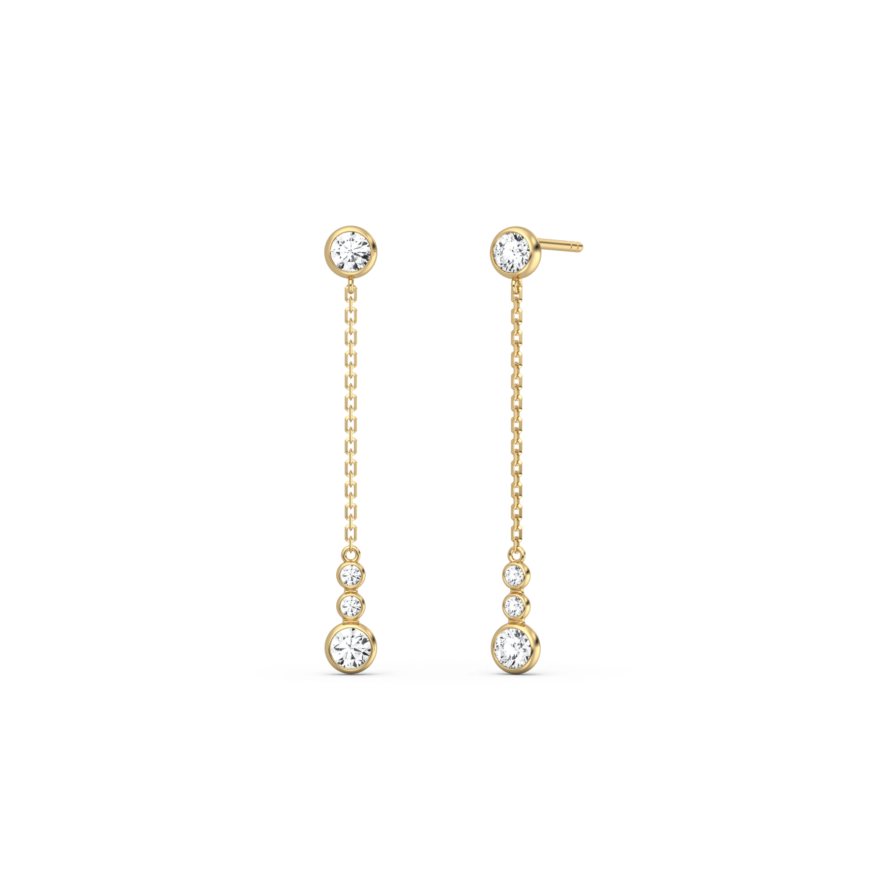 14K Solid Gold Dazzling Drop Earring With Lab Diamond - 