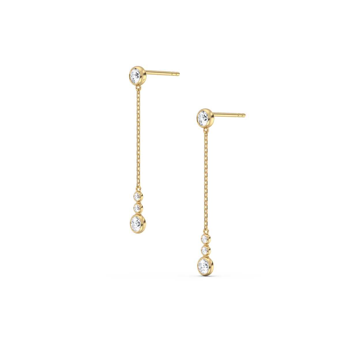 14K Solid Gold Dazzling Drop Earring With Lab Diamond - 