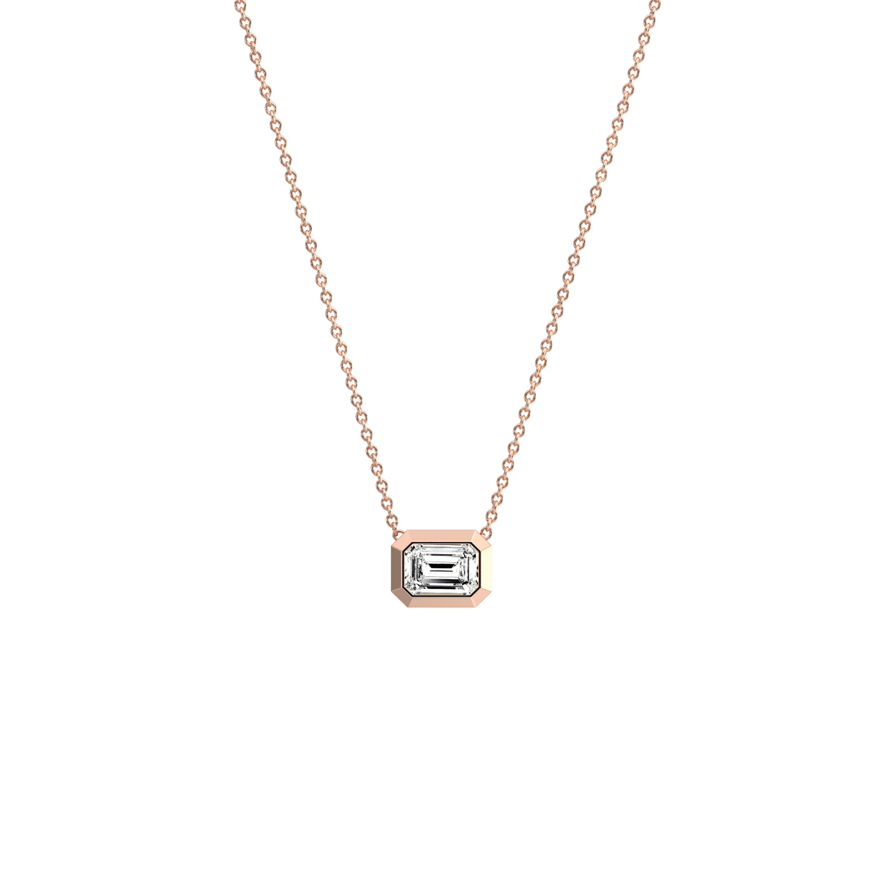 0.5CT Lab Grown Diamond Bezel Set Pendant Neckalce In 14K Solid Gold/Platinum - Necklaces