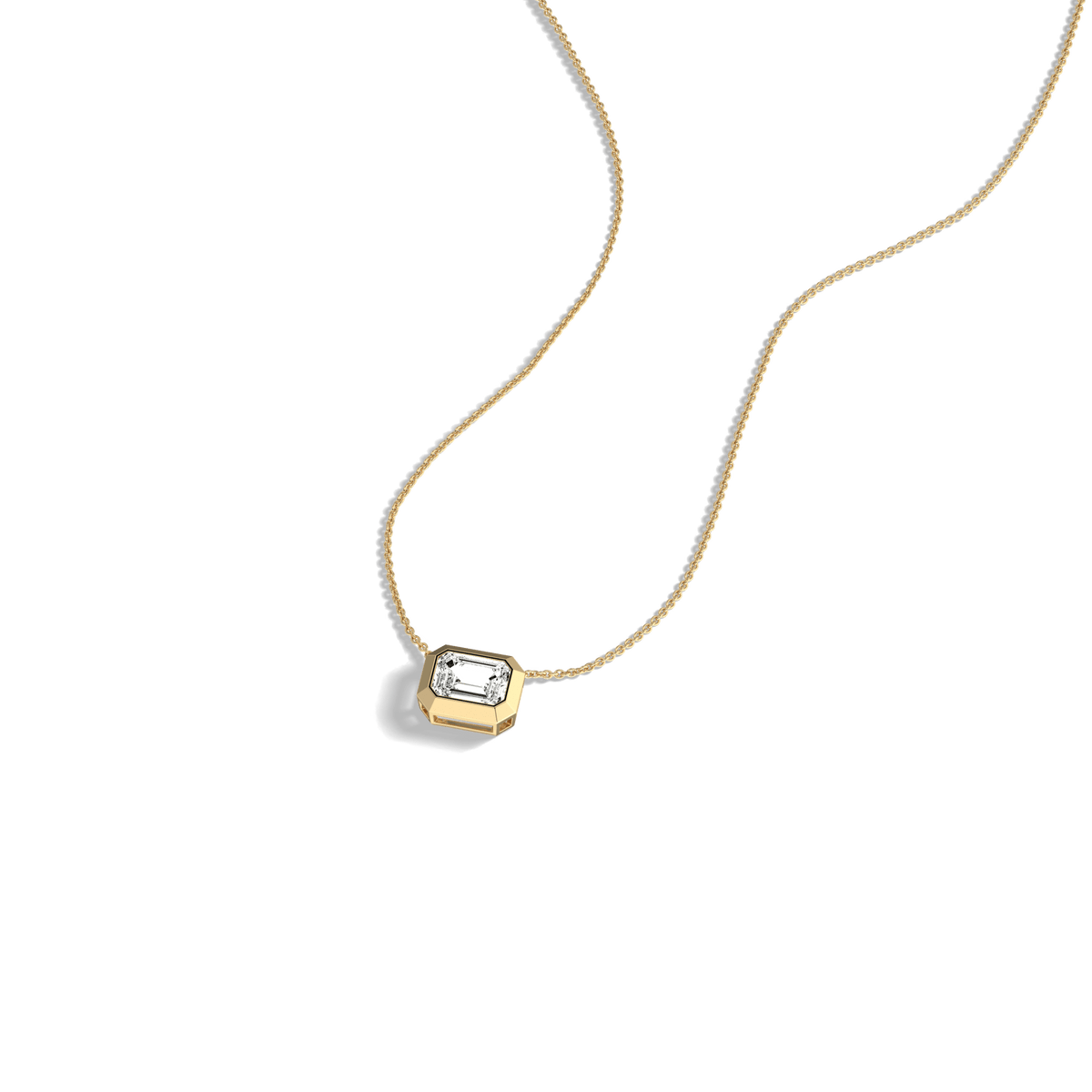 0.5CT Lab Grown Diamond Bezel Set Pendant Neckalce In 14K Solid Gold/Platinum - Necklaces