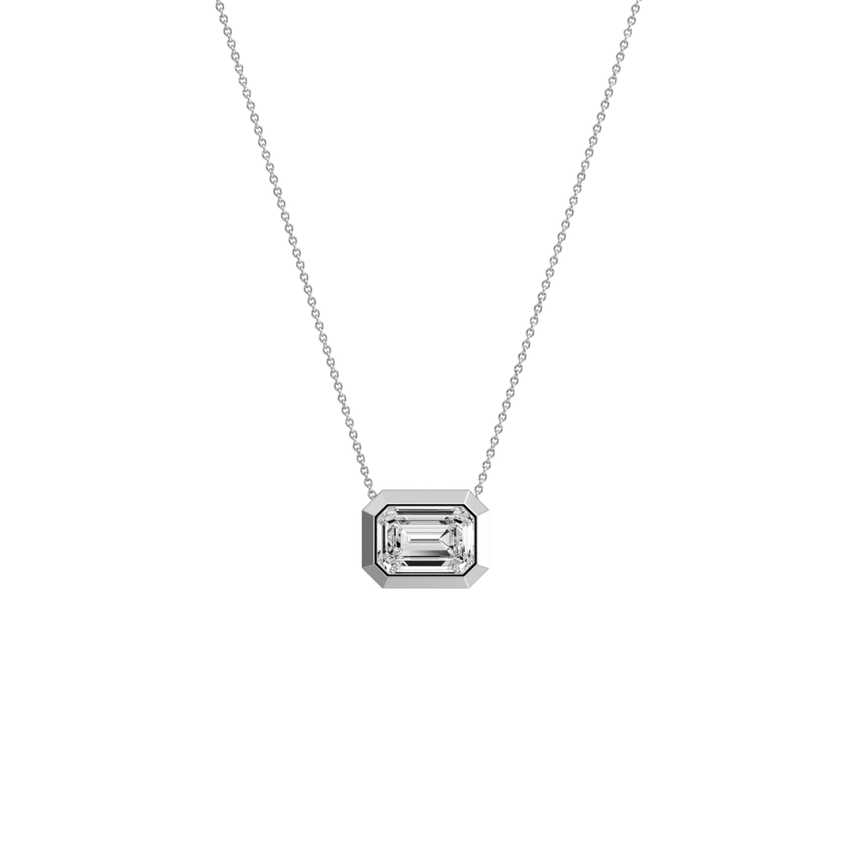 1CT Lab Grown Diamond Bezel Set Pendant Neckalce In 14K Solid Gold/Platinum - Necklaces