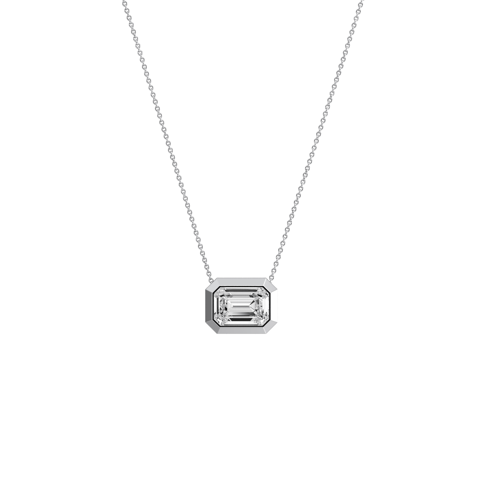 1CT Lab Grown Diamond Bezel Set Pendant Neckalce In 14K Solid Gold/Platinum - Necklaces