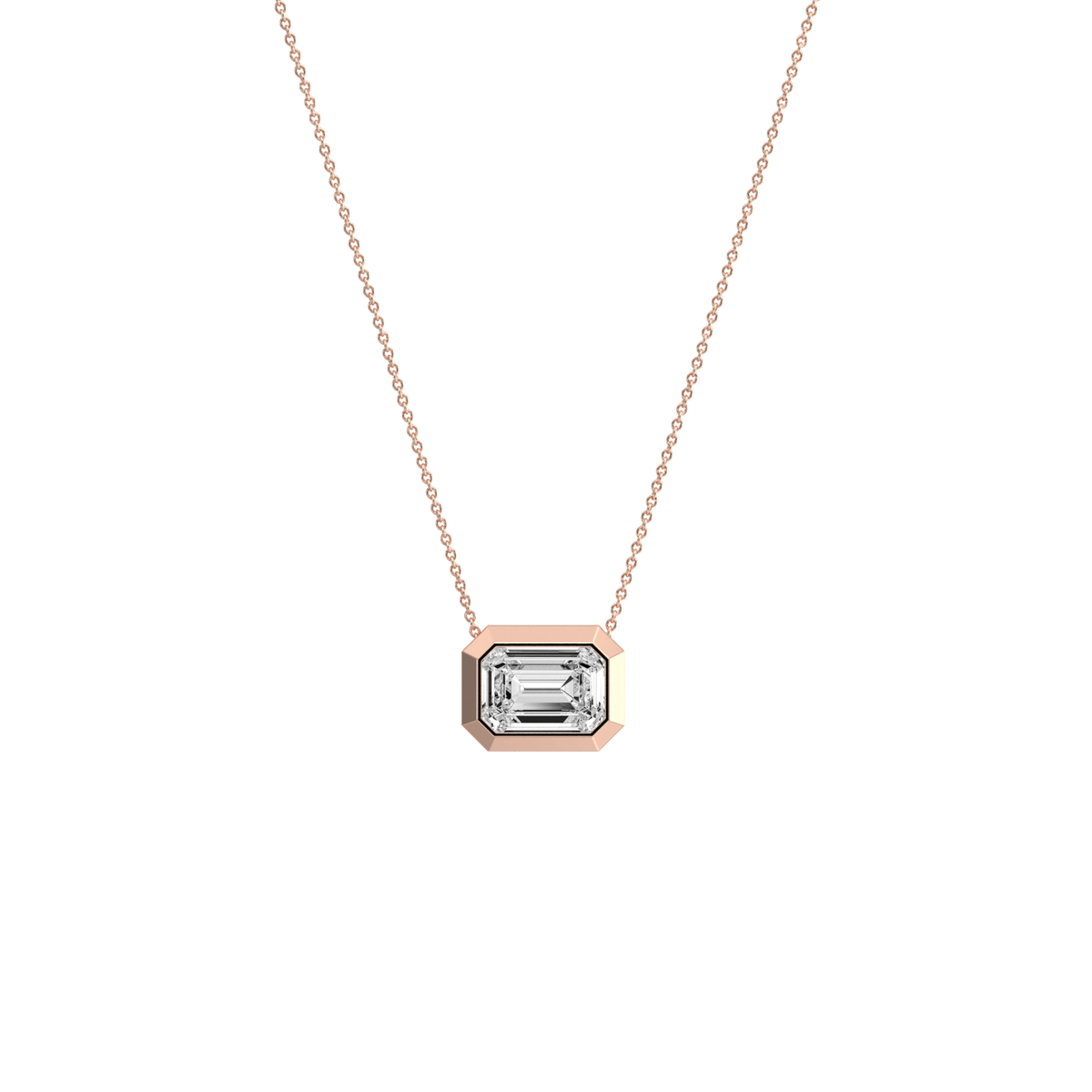 1CT Lab Grown Diamond Bezel Set Pendant Neckalce In 14K Solid Gold/Platinum - Necklaces