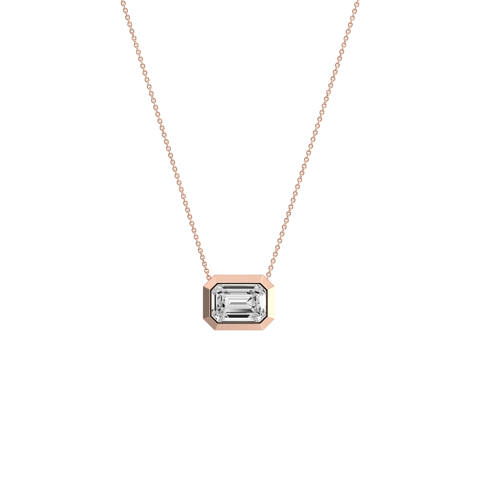 1CT Lab Grown Diamond Bezel Set Pendant Neckalce In 14K Solid Gold/Platinum - Necklaces
