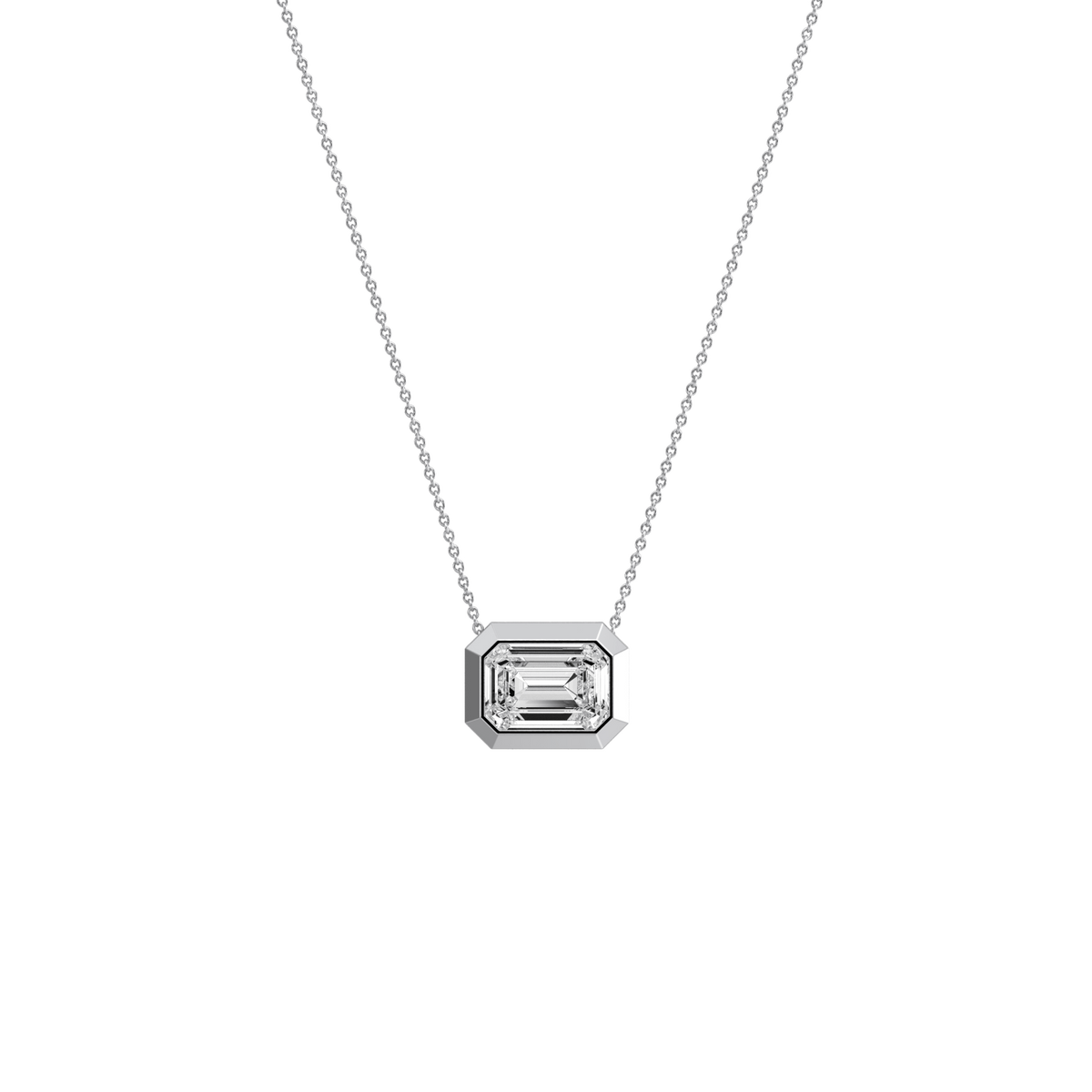 1CT Lab Grown Diamond Bezel Set Pendant Neckalce In 14K Solid Gold/Platinum - Necklaces