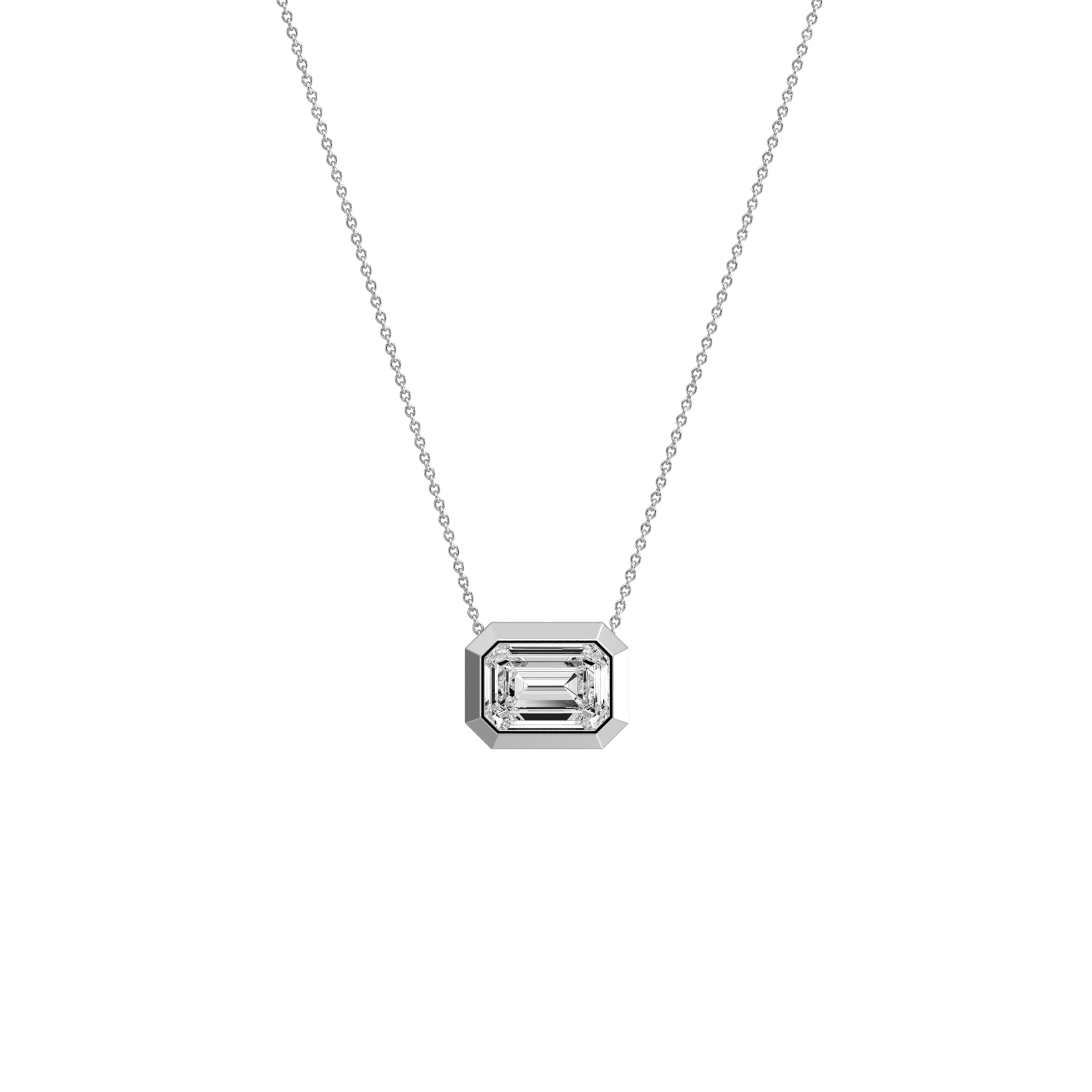 1CT Lab Grown Diamond Bezel Set Pendant Neckalce In 14K Solid Gold/Platinum - Necklaces