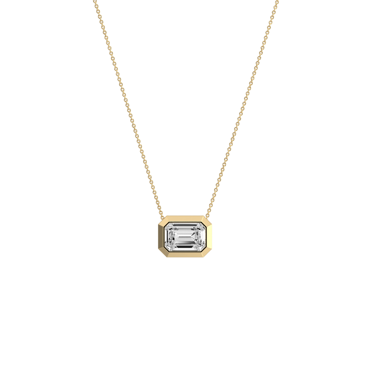 1CT Lab Grown Diamond Bezel Set Pendant Neckalce In 14K Solid Gold/Platinum - Necklaces