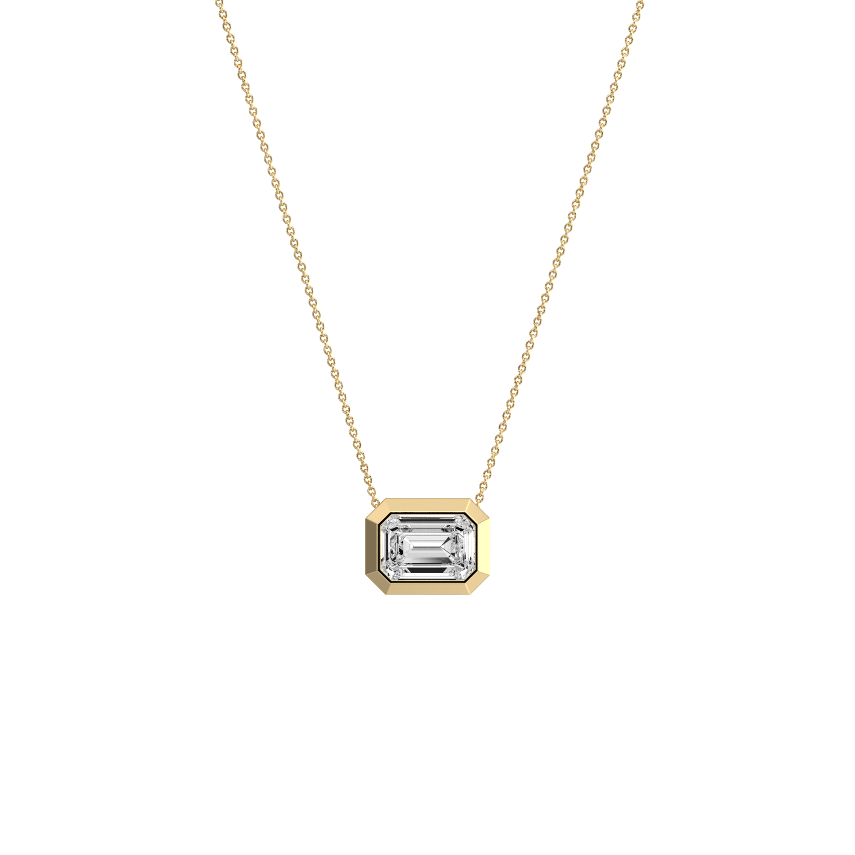 1CT Lab Grown Diamond Bezel Set Pendant Neckalce In 14K Solid Gold/Platinum - Necklaces