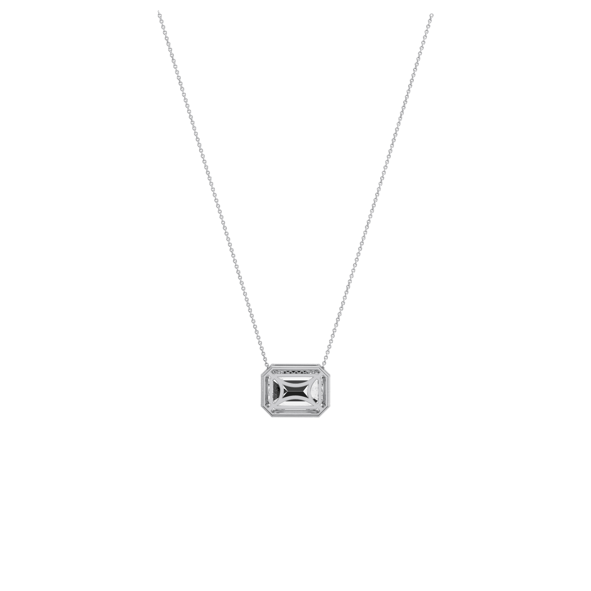 2CT Lab Grown Diamond Bezel Set Pendant Neckalce In 14K Solid Gold/Platinum - Necklaces