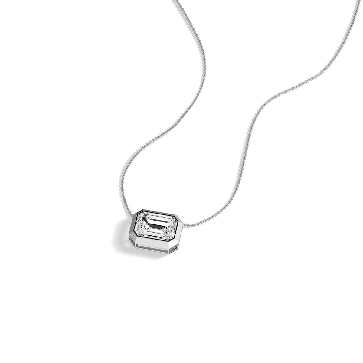2CT Lab Grown Diamond Bezel Set Pendant Neckalce In 14K Solid Gold/Platinum - Necklaces