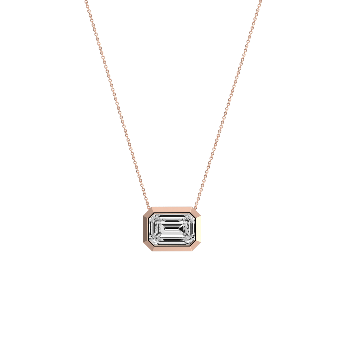 2CT Lab Grown Diamond Bezel Set Pendant Neckalce In 14K Solid Gold/Platinum - Necklaces