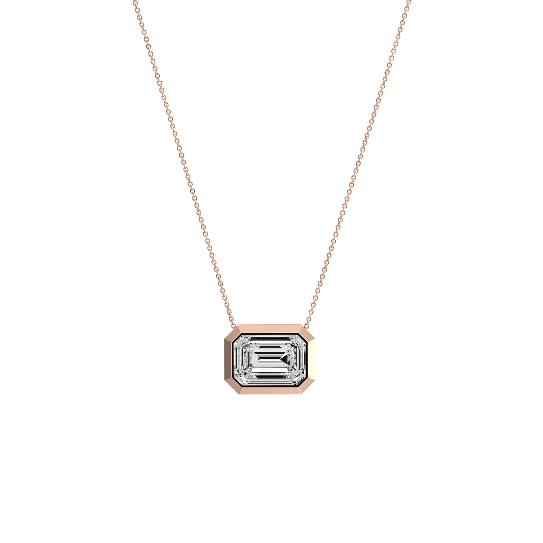 2CT Lab Grown Diamond Bezel Set Pendant Neckalce In 14K Solid Gold/Platinum - Necklaces