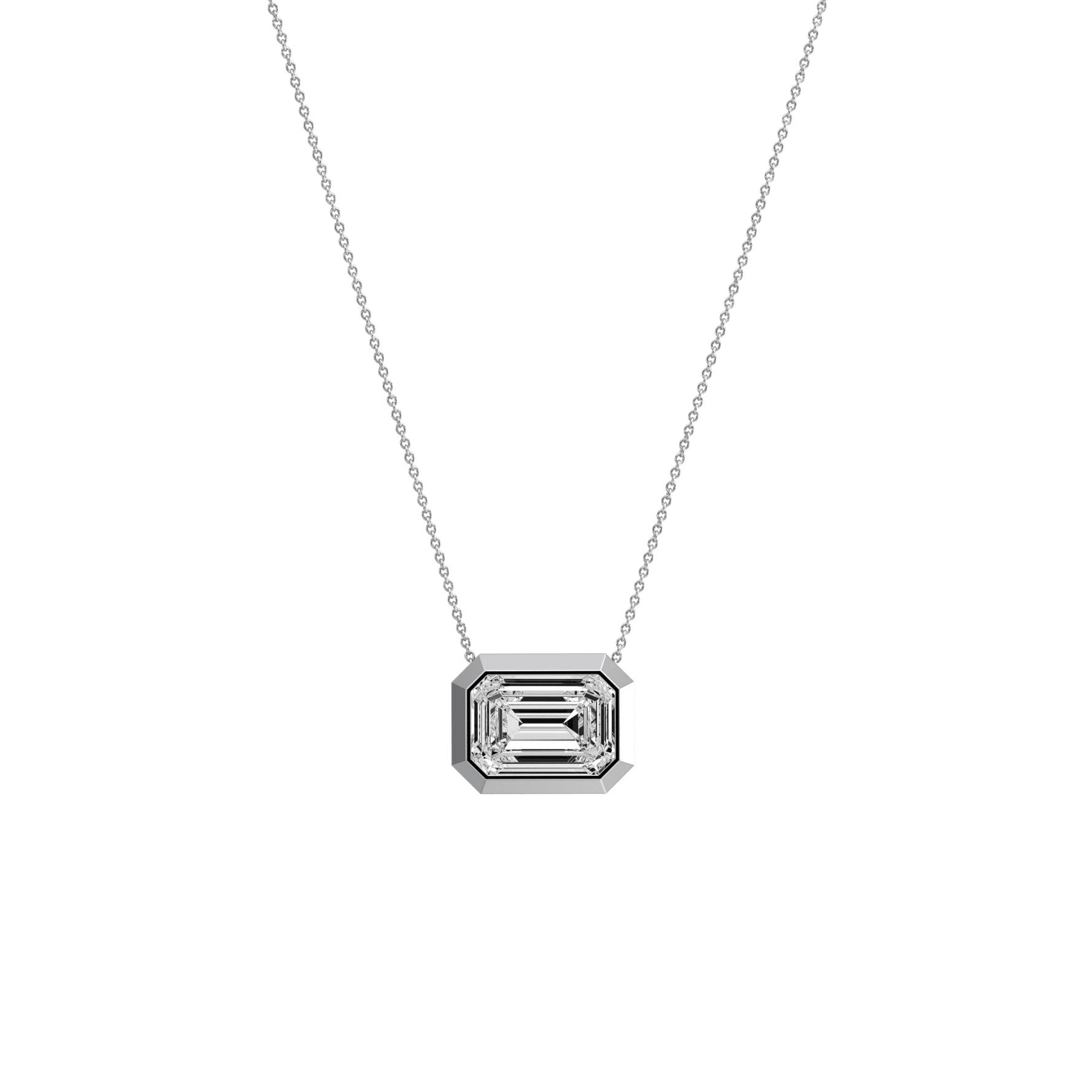 2CT Lab Grown Diamond Bezel Set Pendant Neckalce In 14K Solid Gold/Platinum - Necklaces